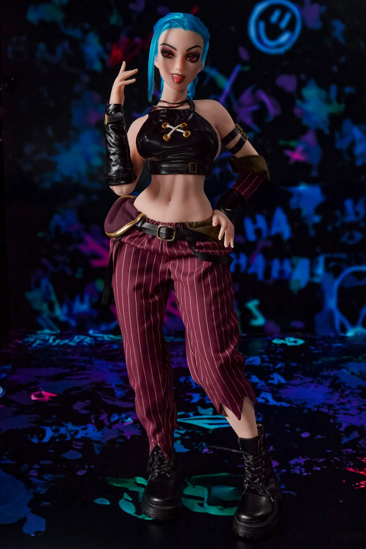 Mila noire Si70 MK, Anime Silikon-Sexpuppe, Hautfarbe Schwarz, konfigurierbar