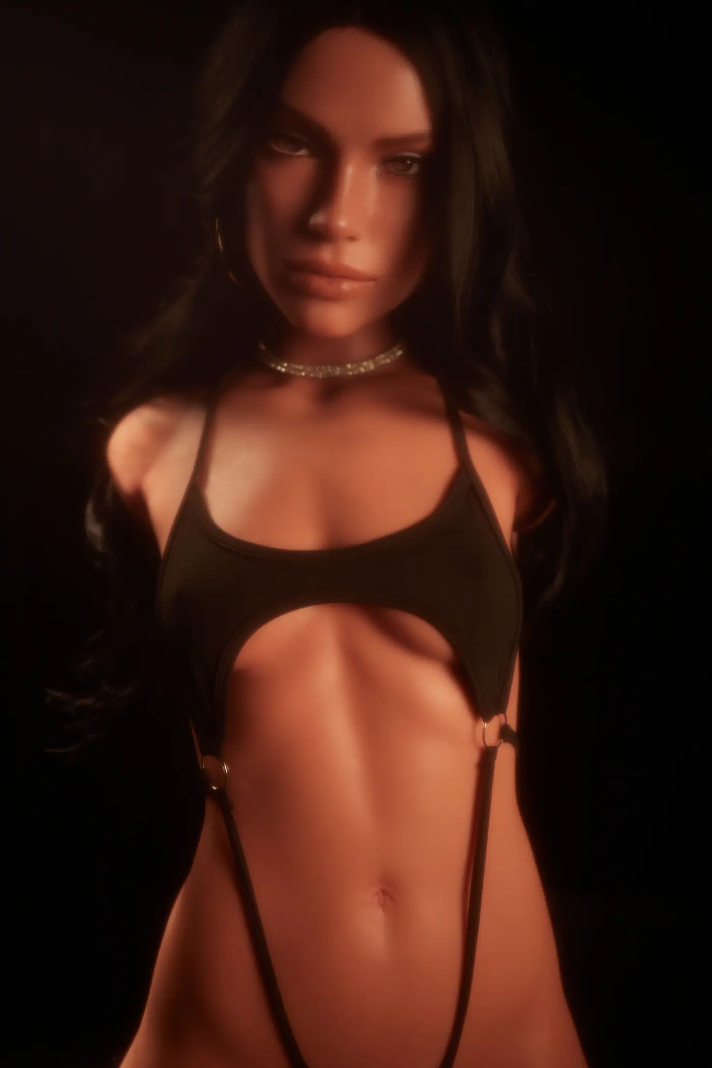 Carmen noir, 661 cm Silikon-Sexpuppe, Hautfarbe Schwarz